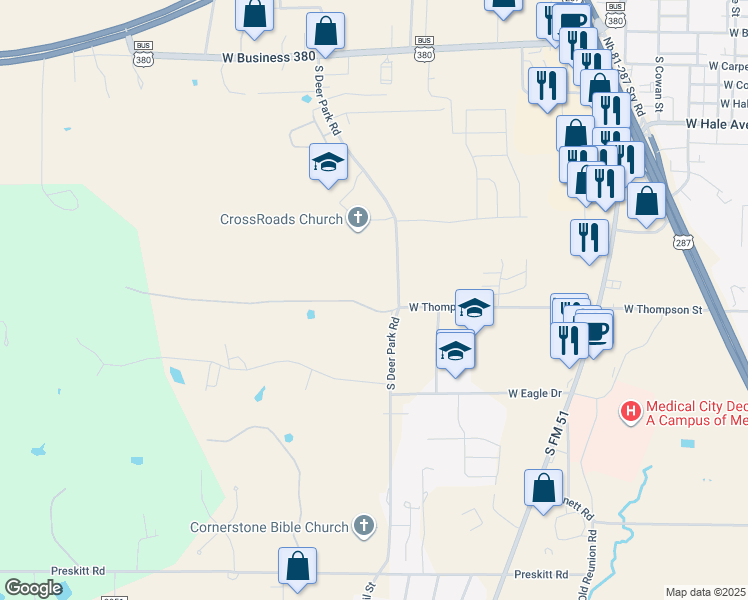 map of restaurants, bars, coffee shops, grocery stores, and more near 1684 South Deer Park Road in Decatur