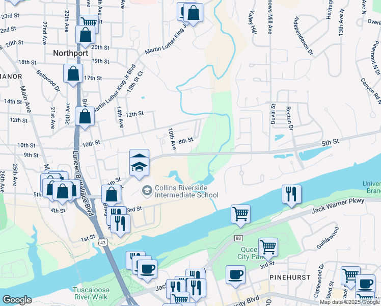 map of restaurants, bars, coffee shops, grocery stores, and more near 820 10th Avenue in Northport