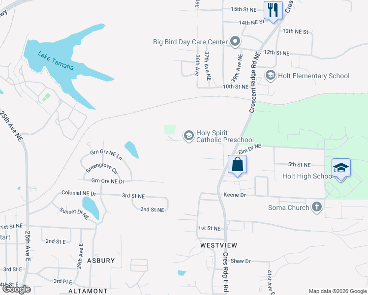 map of restaurants, bars, coffee shops, grocery stores, and more near 3535 6th Street Northeast in Tuscaloosa