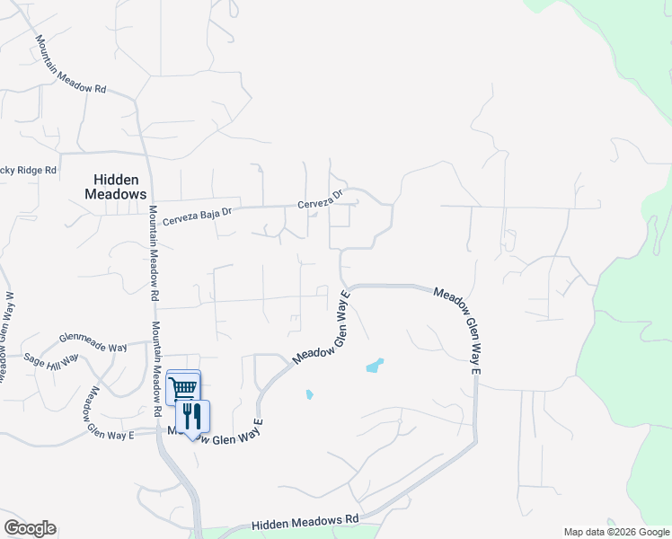 map of restaurants, bars, coffee shops, grocery stores, and more near 28236 Faircrest Way in Escondido