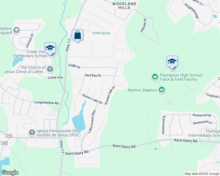map of restaurants, bars, coffee shops, grocery stores, and more near 151 Scarlet Oak Drive in Alabaster