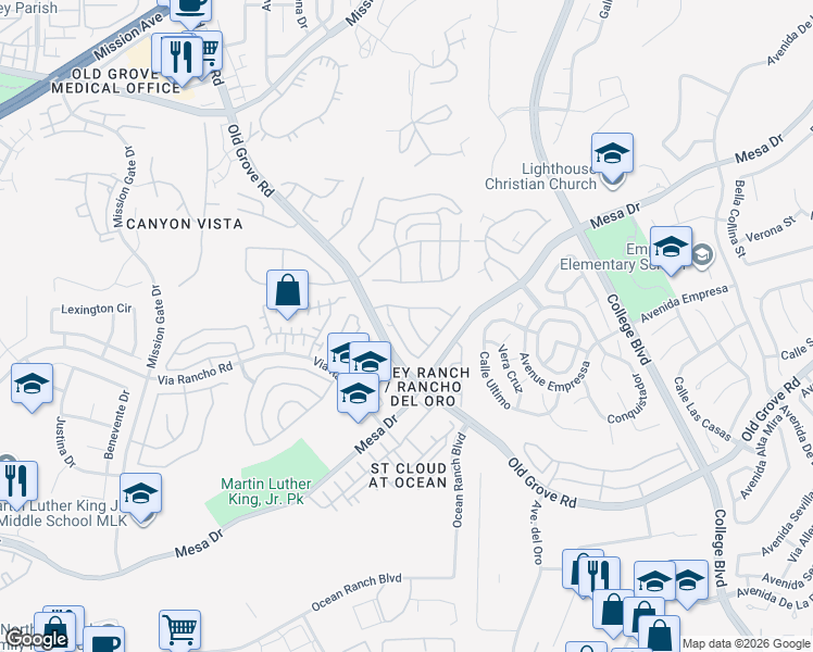 map of restaurants, bars, coffee shops, grocery stores, and more near 1137 Avenida Sobrina in Oceanside