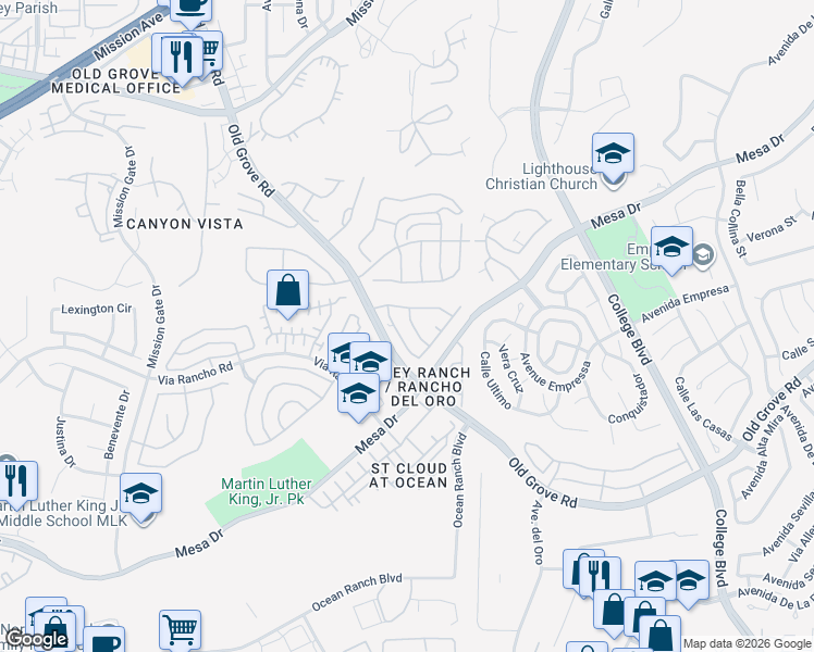 map of restaurants, bars, coffee shops, grocery stores, and more near 1137 Avenida Sobrina in Oceanside