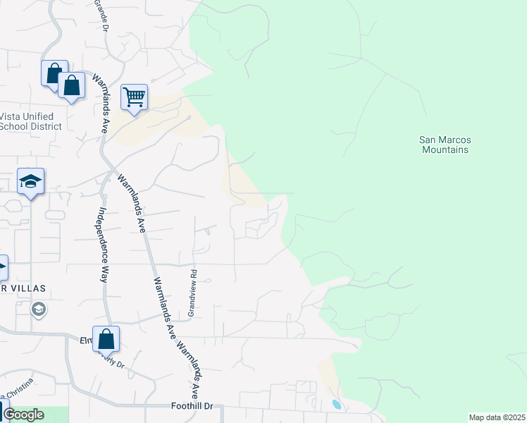 map of restaurants, bars, coffee shops, grocery stores, and more near 2068 Camino Culebra in Vista