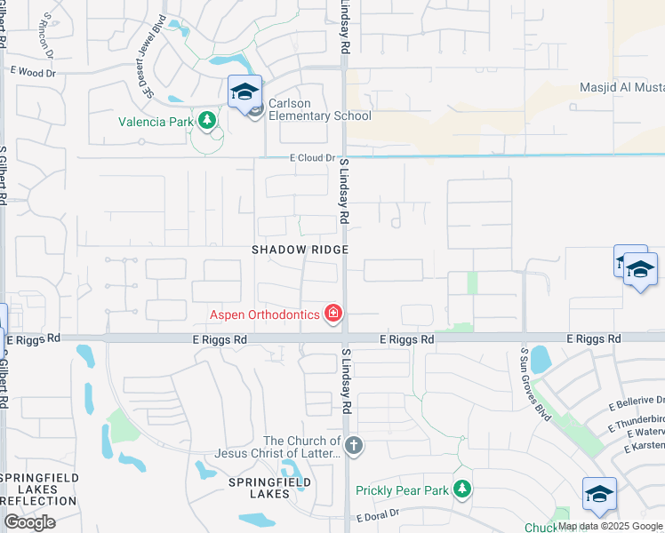 map of restaurants, bars, coffee shops, grocery stores, and more near 3975 East Scorpio Place in Chandler