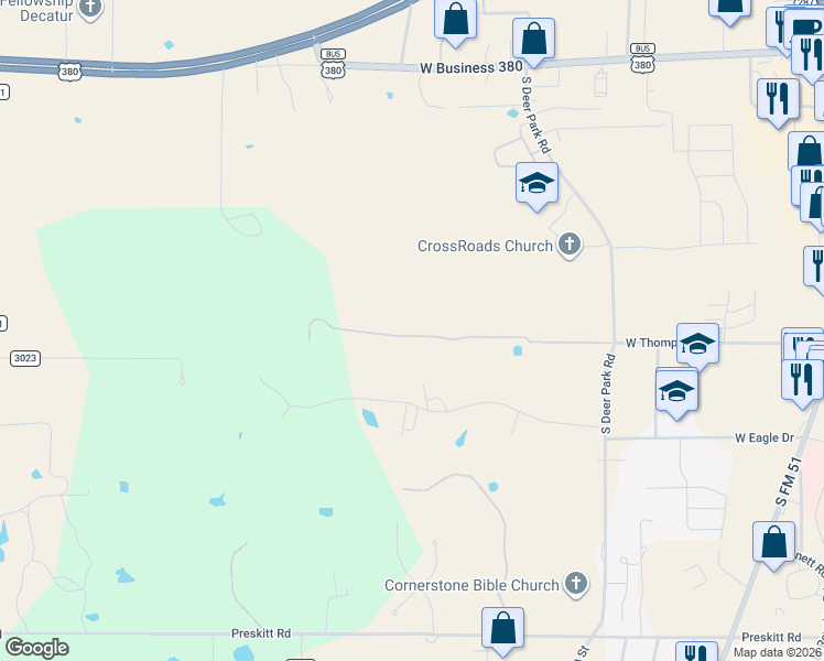map of restaurants, bars, coffee shops, grocery stores, and more near 1500 South Deer Park Road in Decatur