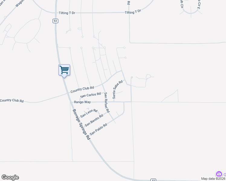 map of restaurants, bars, coffee shops, grocery stores, and more near 3481 San Rafael Road in Borrego Springs