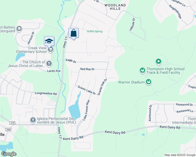 map of restaurants, bars, coffee shops, grocery stores, and more near 151 Scarlet Oak Drive in Alabaster