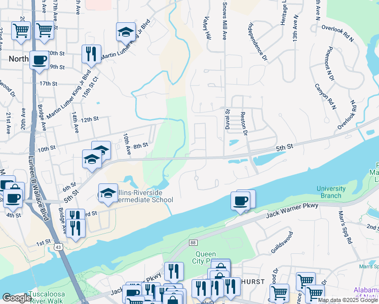 map of restaurants, bars, coffee shops, grocery stores, and more near 801 8th Street in Northport