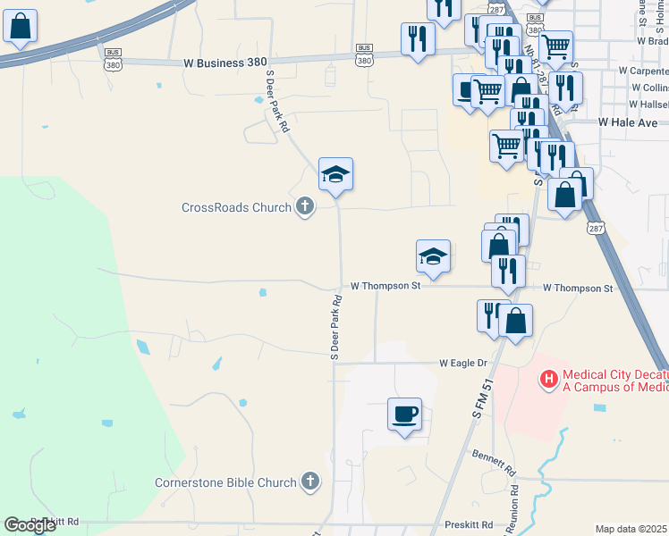 map of restaurants, bars, coffee shops, grocery stores, and more near 1684 South Deer Park Road in Decatur