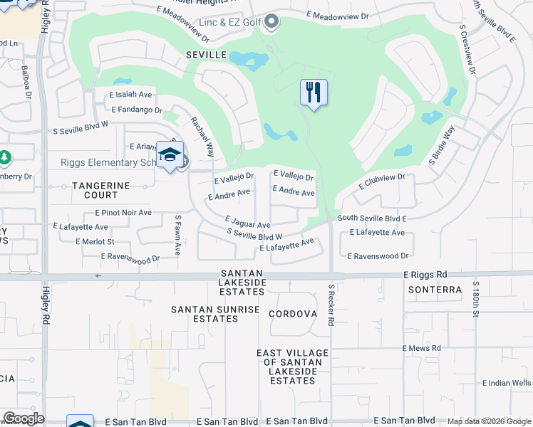 map of restaurants, bars, coffee shops, grocery stores, and more near 7026 Forest Avenue in Gilbert