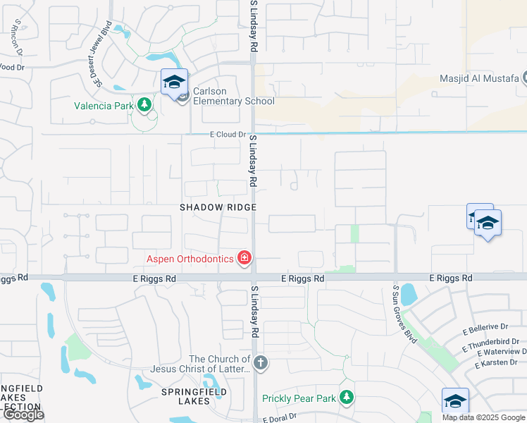 map of restaurants, bars, coffee shops, grocery stores, and more near 3975 East Scorpio Place in Chandler