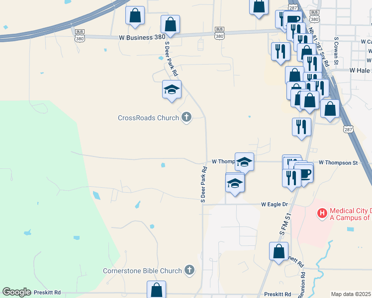 map of restaurants, bars, coffee shops, grocery stores, and more near 1706 South Deer Park Road in Decatur