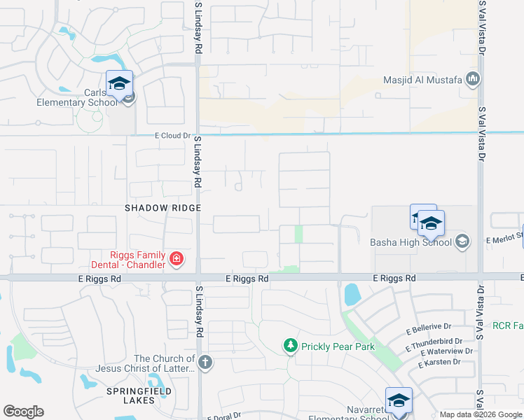 map of restaurants, bars, coffee shops, grocery stores, and more near 5755 South Pearl Drive in Chandler