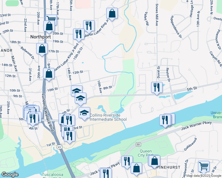 map of restaurants, bars, coffee shops, grocery stores, and more near 820 10th Avenue in Northport