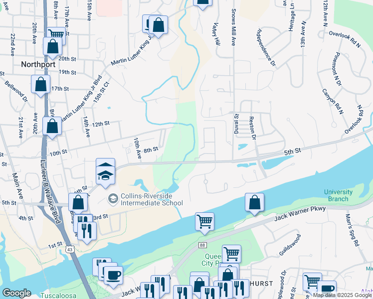 map of restaurants, bars, coffee shops, grocery stores, and more near 801 8th Street in Northport