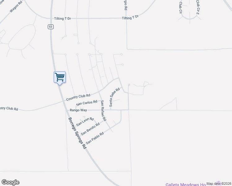 map of restaurants, bars, coffee shops, grocery stores, and more near 3431 Santa Saba Road in Borrego Springs
