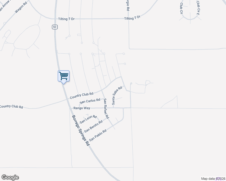 map of restaurants, bars, coffee shops, grocery stores, and more near 3404 Santa Saba Road in Borrego Springs