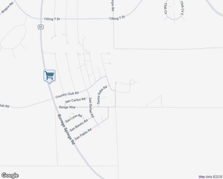 map of restaurants, bars, coffee shops, grocery stores, and more near 3496 Running M Rd in Borrego Springs