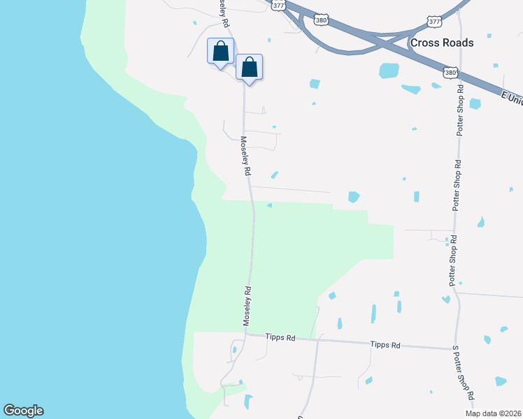 map of restaurants, bars, coffee shops, grocery stores, and more near 3900 Moseley Road in Cross Roads