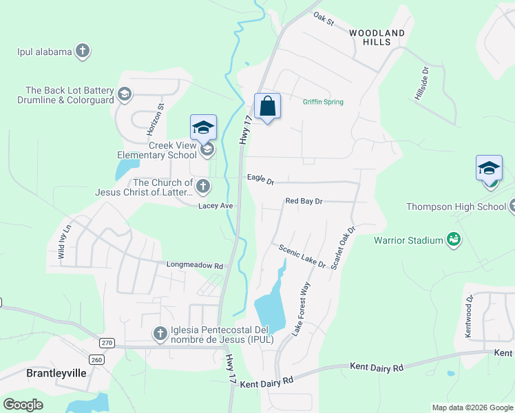 map of restaurants, bars, coffee shops, grocery stores, and more near 408 Red Bay Cove in Alabaster