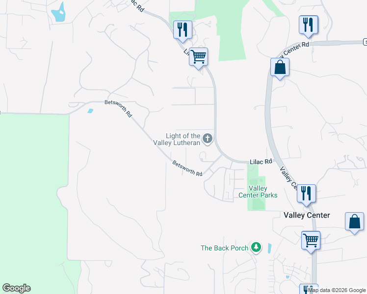 map of restaurants, bars, coffee shops, grocery stores, and more near 28350 Shady Knoll Road in Valley Center