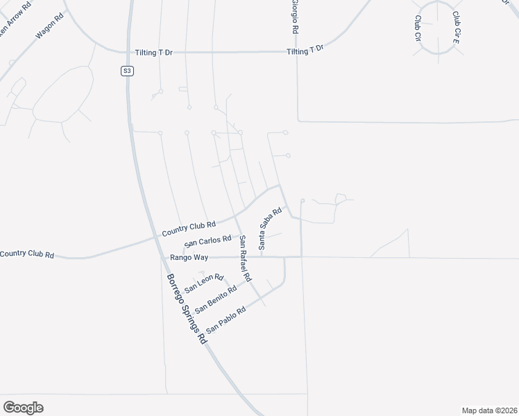 map of restaurants, bars, coffee shops, grocery stores, and more near Country Club Road in Borrego Springs