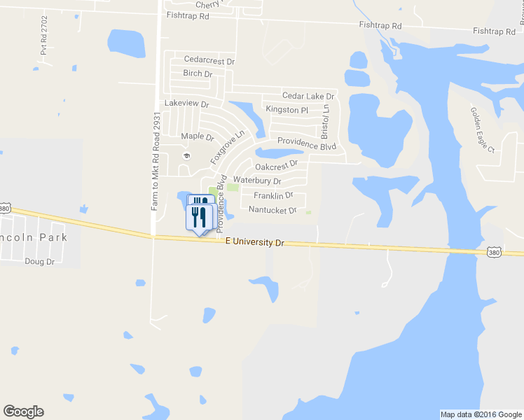 map of restaurants, bars, coffee shops, grocery stores, and more near 10236 Nantucket Drive in Aubrey