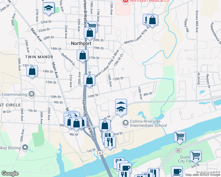 map of restaurants, bars, coffee shops, grocery stores, and more near 1008 14th Avenue in Northport
