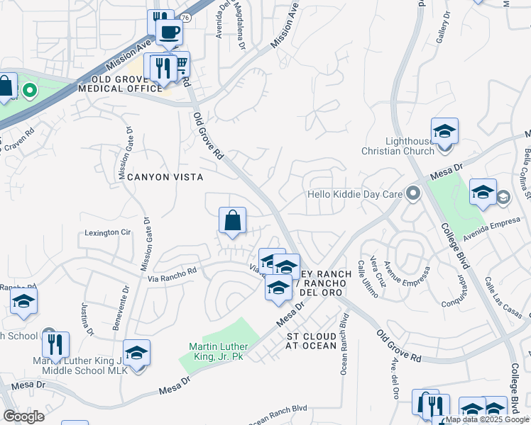 map of restaurants, bars, coffee shops, grocery stores, and more near 4394 Dowitcher Way in Oceanside
