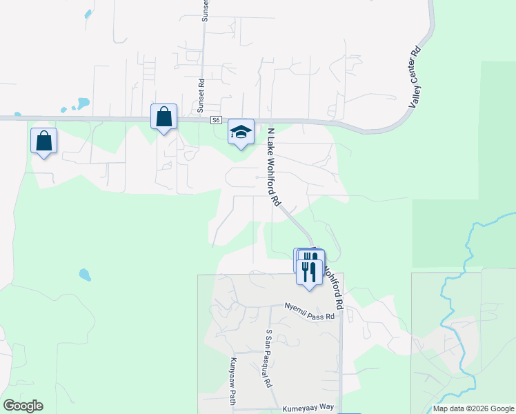 map of restaurants, bars, coffee shops, grocery stores, and more near 28084 North Lake Wohlford Road in Valley Center