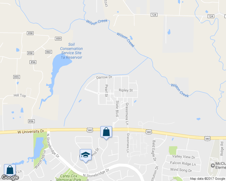 map of restaurants, bars, coffee shops, grocery stores, and more near 2505 Fitzgerald Avenue in McKinney