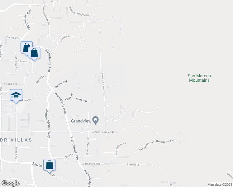 map of restaurants, bars, coffee shops, grocery stores, and more near 1960 Las Lomas in Vista