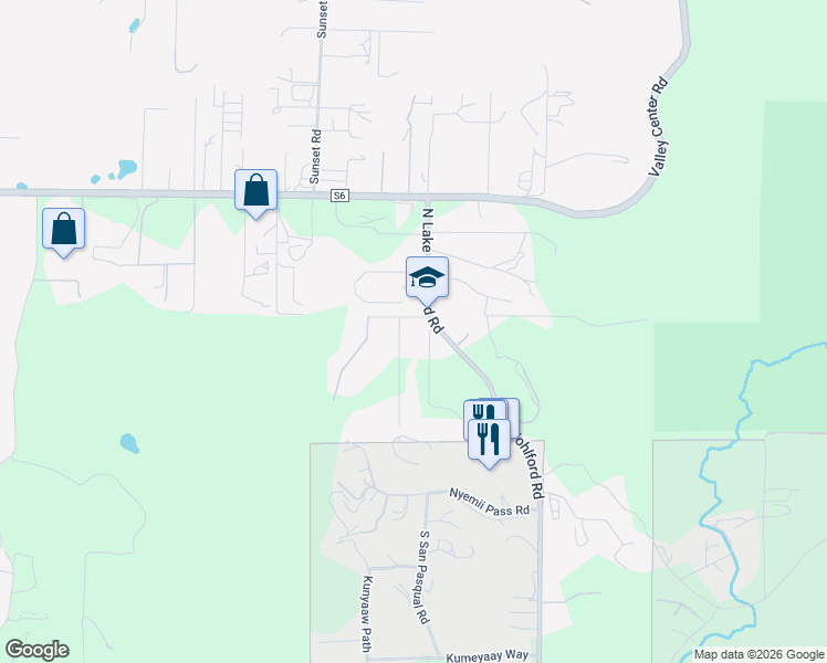 map of restaurants, bars, coffee shops, grocery stores, and more near 28084 North Lake Wohlford Road in Valley Center