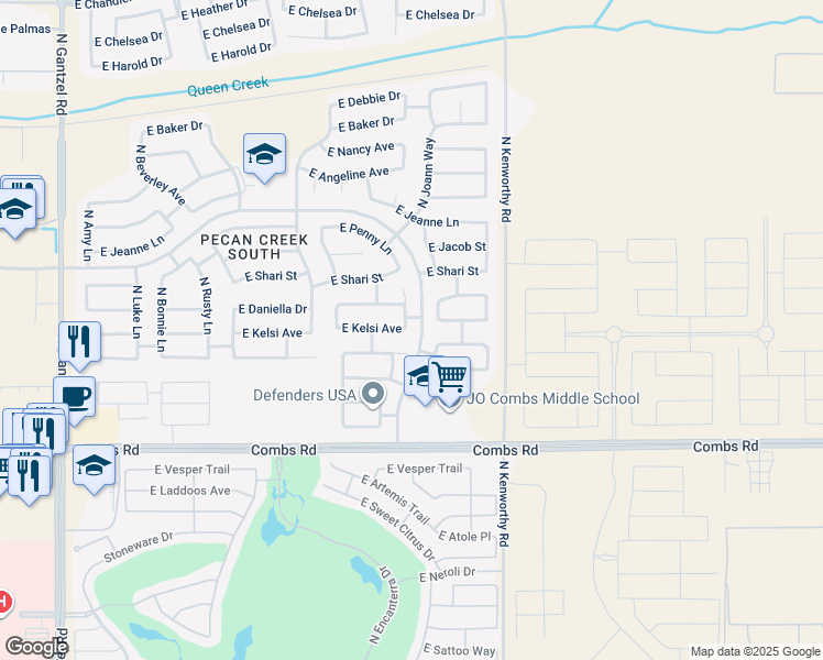 map of restaurants, bars, coffee shops, grocery stores, and more near 37947 North Dena Drive in San Tan Valley