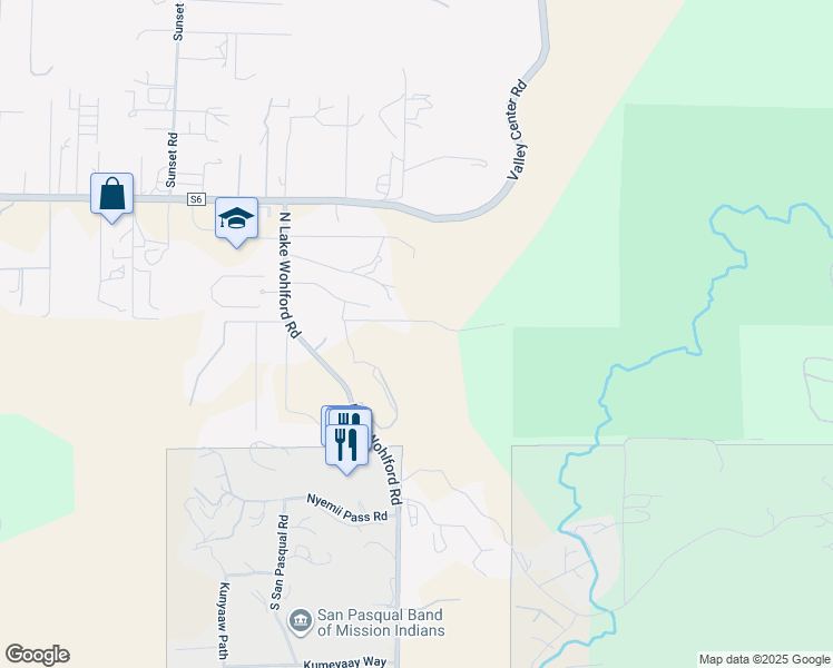 map of restaurants, bars, coffee shops, grocery stores, and more near 28147 North Lake Wohlford Road in Valley Center