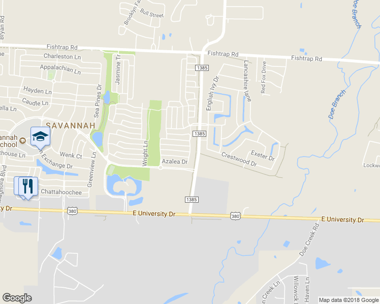 map of restaurants, bars, coffee shops, grocery stores, and more near 1016 Belle Manor Drive in Aubrey