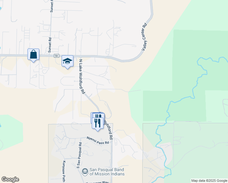 map of restaurants, bars, coffee shops, grocery stores, and more near 28147 North Lake Wohlford Road in Valley Center
