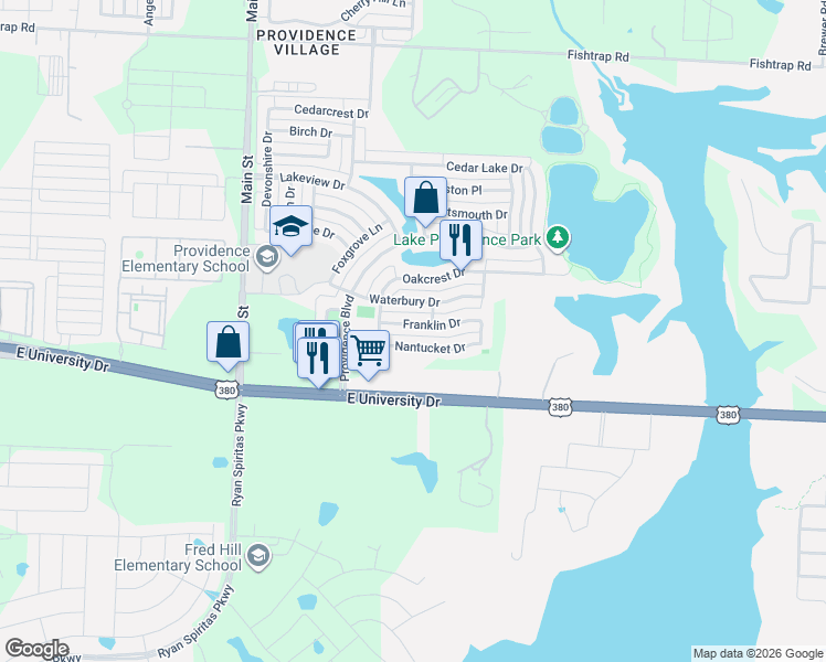map of restaurants, bars, coffee shops, grocery stores, and more near 10233 Nantucket Drive in Denton County