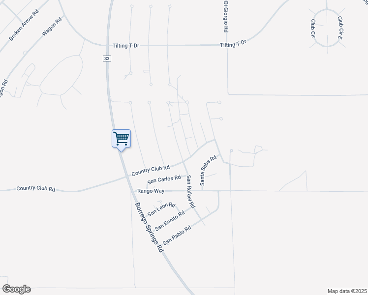 map of restaurants, bars, coffee shops, grocery stores, and more near 3433 San Rafael Road in Borrego Springs
