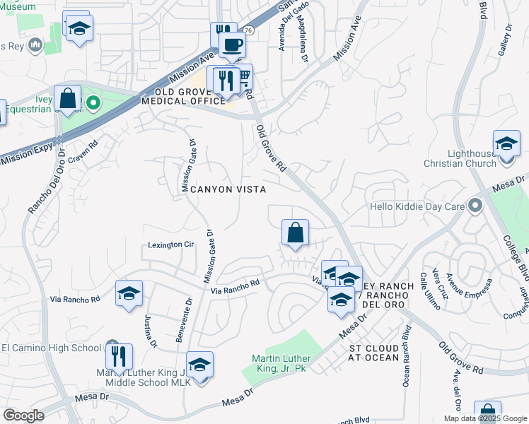 map of restaurants, bars, coffee shops, grocery stores, and more near 4265 Spoonbill Way in Oceanside