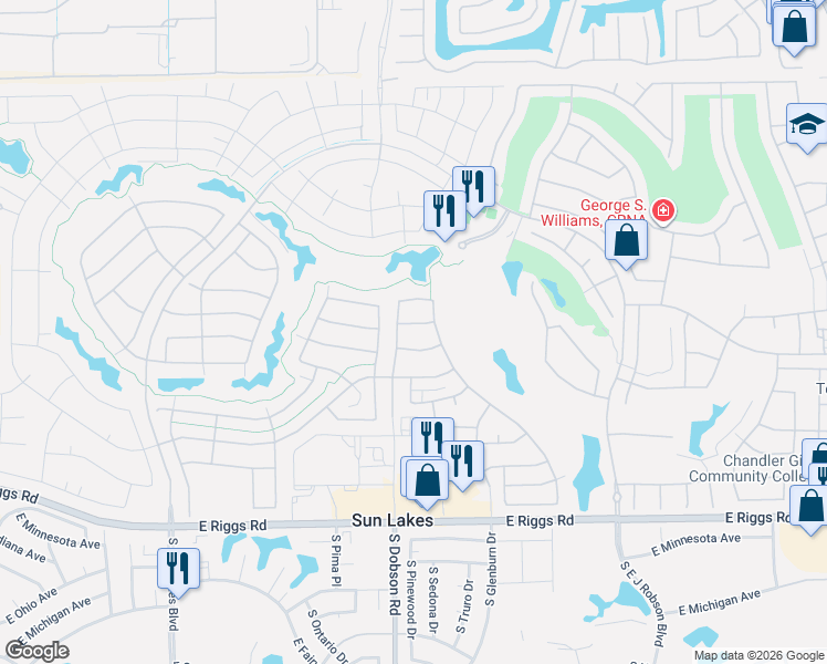 map of restaurants, bars, coffee shops, grocery stores, and more near 9637 East Arrowvale Drive in Sun Lakes