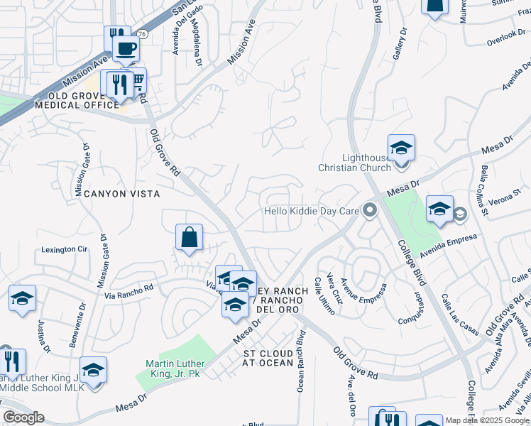 map of restaurants, bars, coffee shops, grocery stores, and more near 4396 Albatross Way in Oceanside