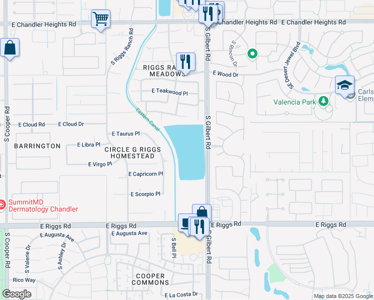 map of restaurants, bars, coffee shops, grocery stores, and more near in Chandler