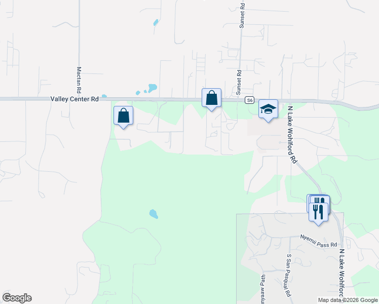 map of restaurants, bars, coffee shops, grocery stores, and more near 30835 Hilltop View court in Valley Center