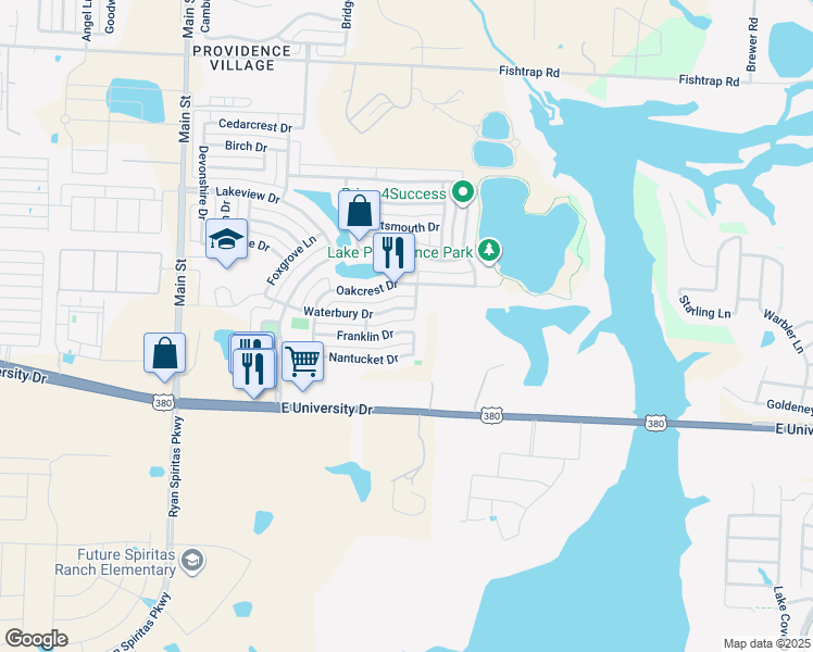 map of restaurants, bars, coffee shops, grocery stores, and more near 10349 Franklin Drive in Aubrey