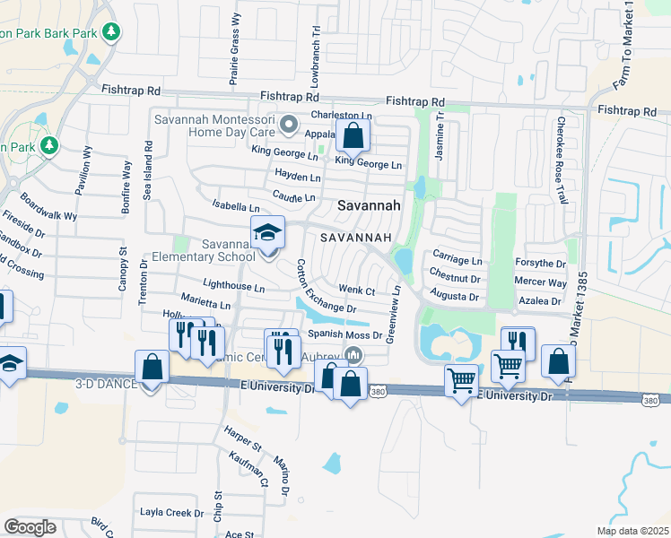 map of restaurants, bars, coffee shops, grocery stores, and more near 1013 Haley Court in Denton County