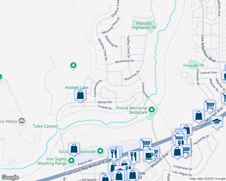 map of restaurants, bars, coffee shops, grocery stores, and more near 584 Big Sky Drive in Oceanside