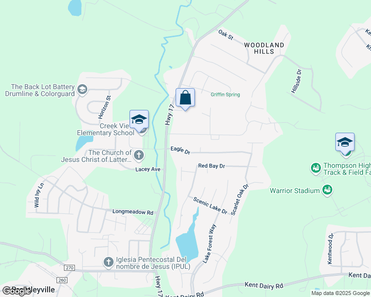 map of restaurants, bars, coffee shops, grocery stores, and more near 1109 Eagle Drive in Alabaster