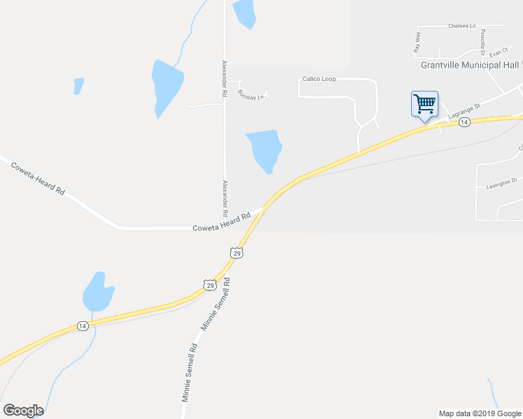 map of restaurants, bars, coffee shops, grocery stores, and more near 100 Coweta Heard Road in Grantville